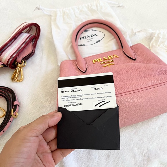 PRADA Mini Shoulder Bag 1BH081 Petalo Leather w/Dust Bag, Guarantee Card - Picture 11 of 12